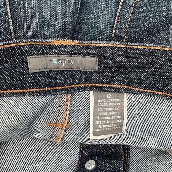 Apt 9 Womens Size 12 Blue Jean Straight Stretch Button Up Denim Skirt Western - Picture 5 of 9